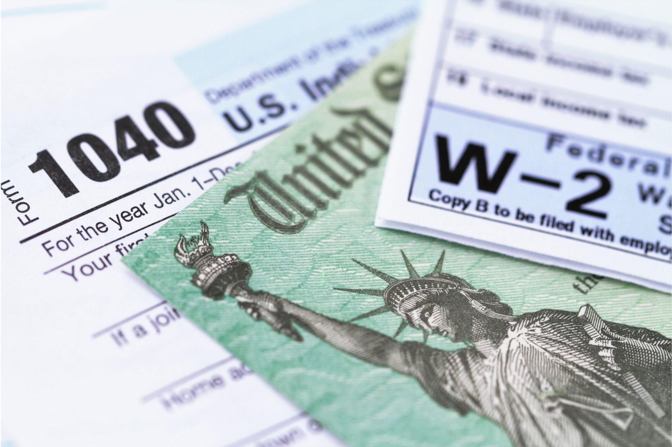 tax forms and an income tax check