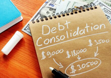 Debt consolidation drawn out on paper to explain what the meaning is.